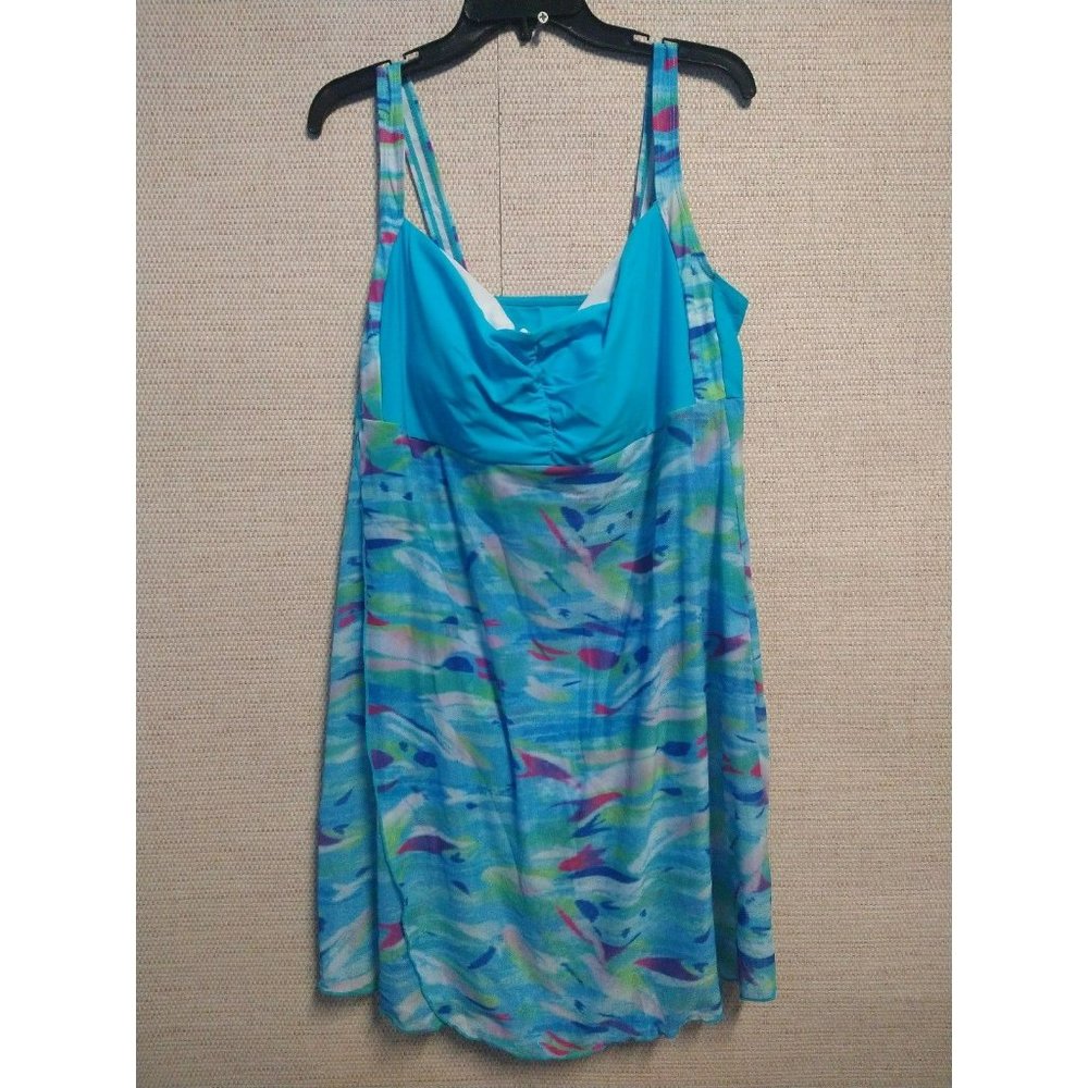 One piece blue bathing suit swim dress size 2X
